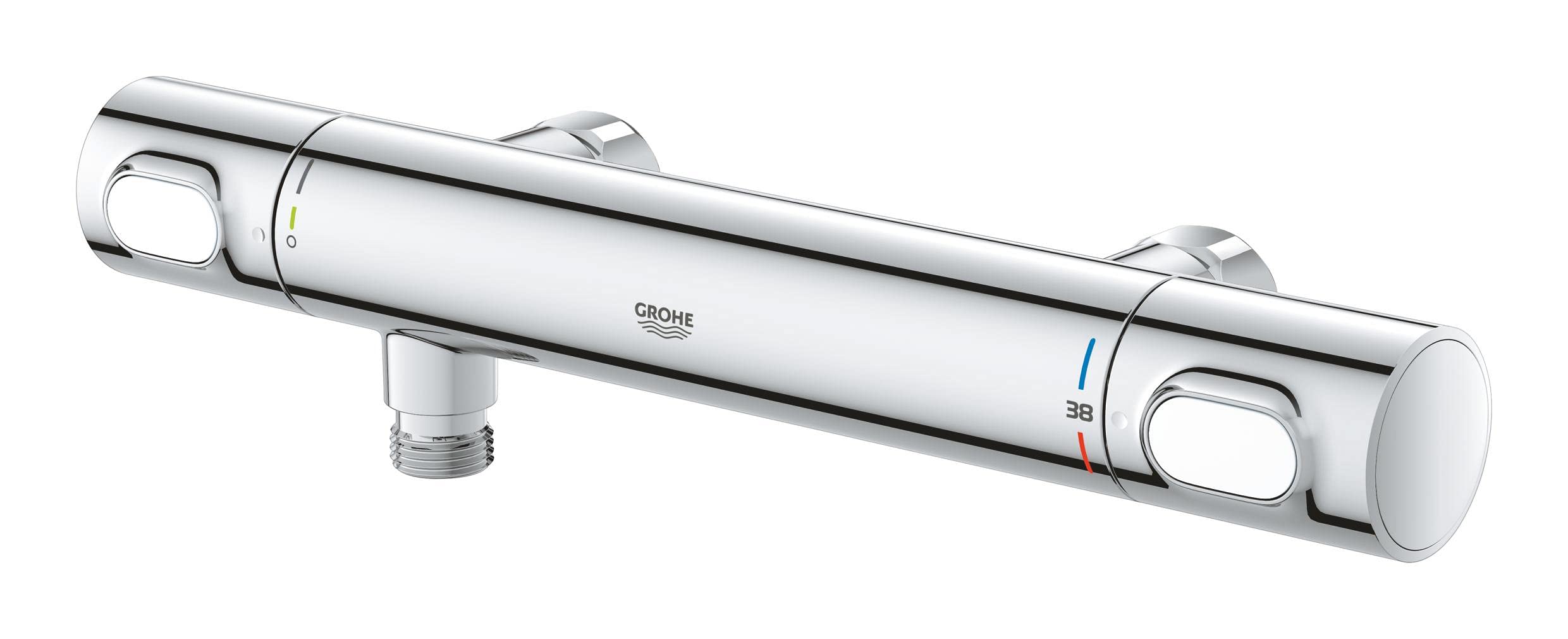 GROHE Precision Flow, Termostato ducha, tecnología Water Saving y botón de control ecológico, instalación con QuickSpanner incluída, cromado, 34799000