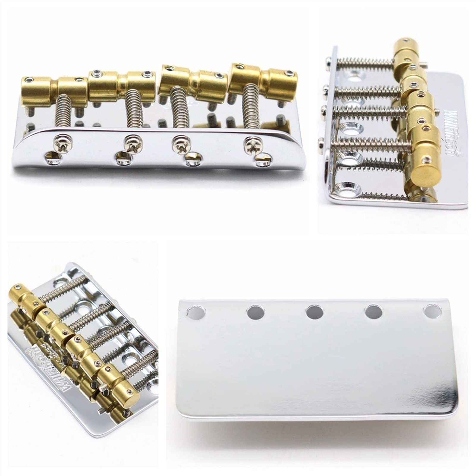 1set Guitar Bridge 4 String Bass Bridge Sillines Sillines Steel Placa Para Guitarra Eléctrica Puente guitarra(Chrome)