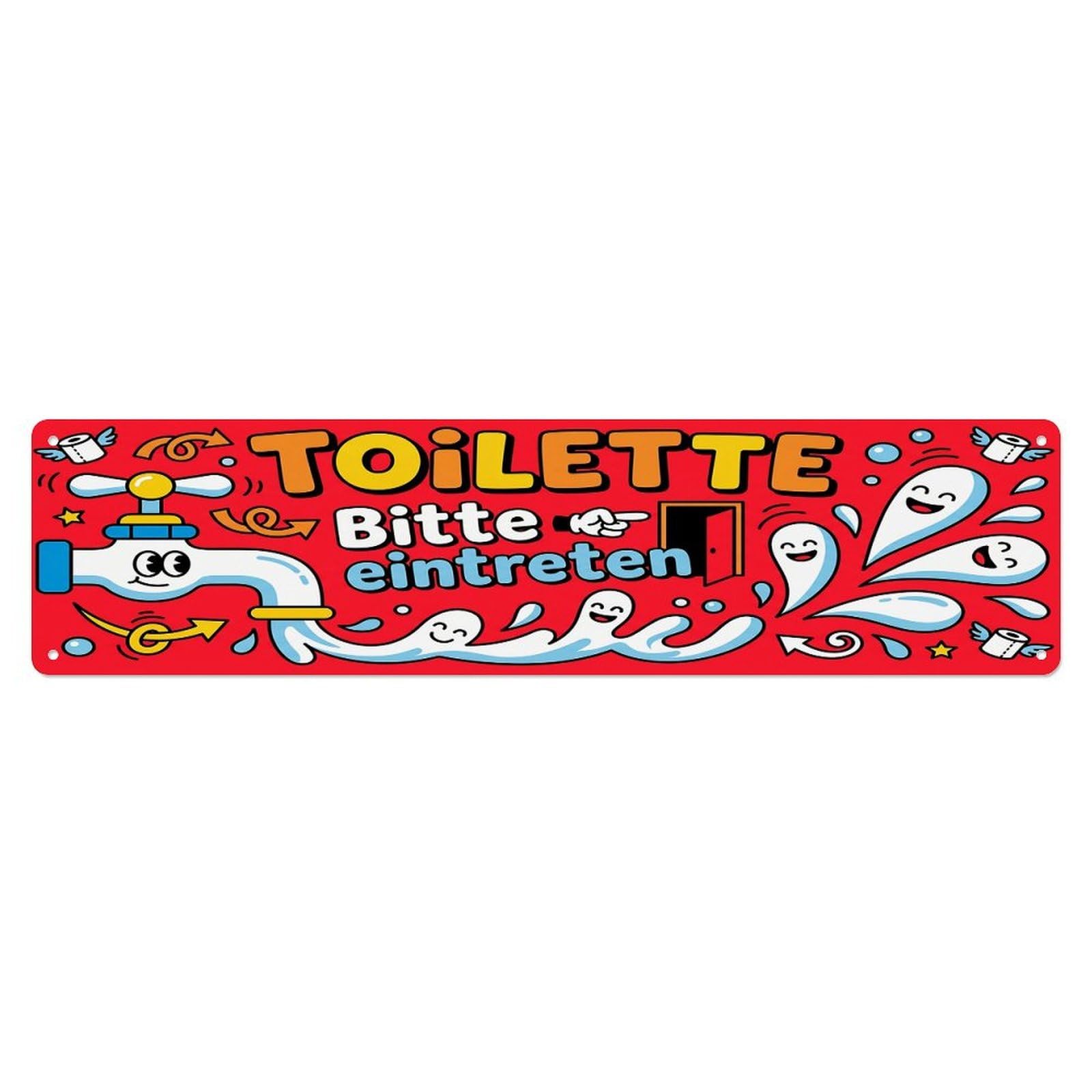 Humorous Bold Restaurant Lavatory Toilet(WC) Door Metal Tin Sign Plaque Wall Decor for Cafe, Club Bar, Office, Home Garden Metal Poster 4x16Inch