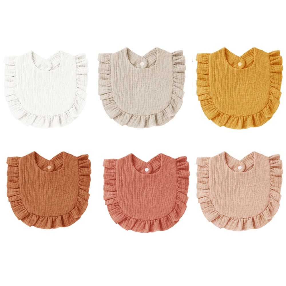 Oaygat 6 Pcs Baby Dribble Bibs Drool BibsInfant Teething Soft and Absorbent with Adjustable Snaps Cotton Baby Bandana Drool Bibs for Unisex Baby Girls Boys Drooling and Teething