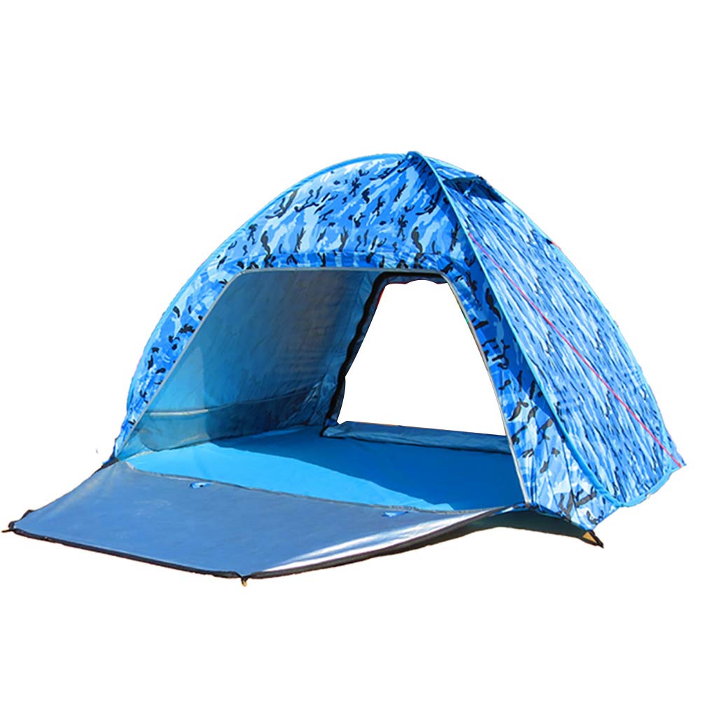 Tente De Plage Abri Solaire Pop Up,Rapide à Installer Ombre De Plage Plancher étendu Fenêtre Arrière,Anti UV Protection UPF 50MD Abri De Plage 3-4 Personne