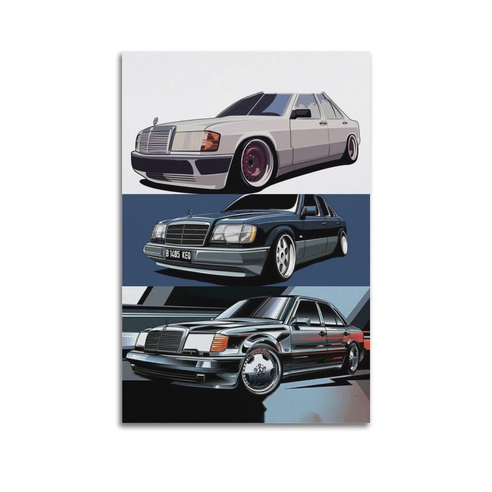 Okngb Unframe-Style Supercar Poster 190E W201 500E W124 Racing Poster Decorative Painting Canvas Wall Posters And Art Picture Print Modern Family Bedroom Decor Posters 24X36inch(60X90cm)