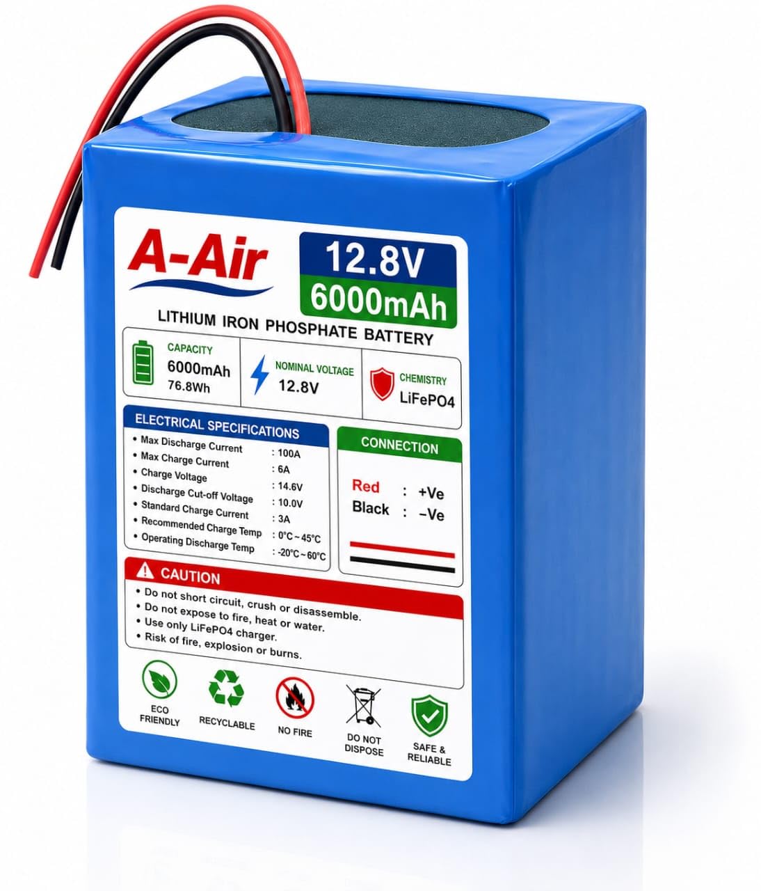 12.8V 6000mAh LiFePO4 Rechargeable Battery Pack with BMS, 76.8Wh, High Power Lithium Iron Phosphate Battery for Solar Lights, CCTV, Robotics, DIY Projects & Backup Power-image-19