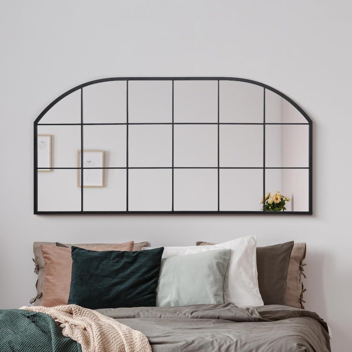 Mirroroutlet Black Elegant Arched Wall Mirror | Large 180 X 90Cm Framed Oversized Mirror | Modern Arch Design For Living Room, 174 X85