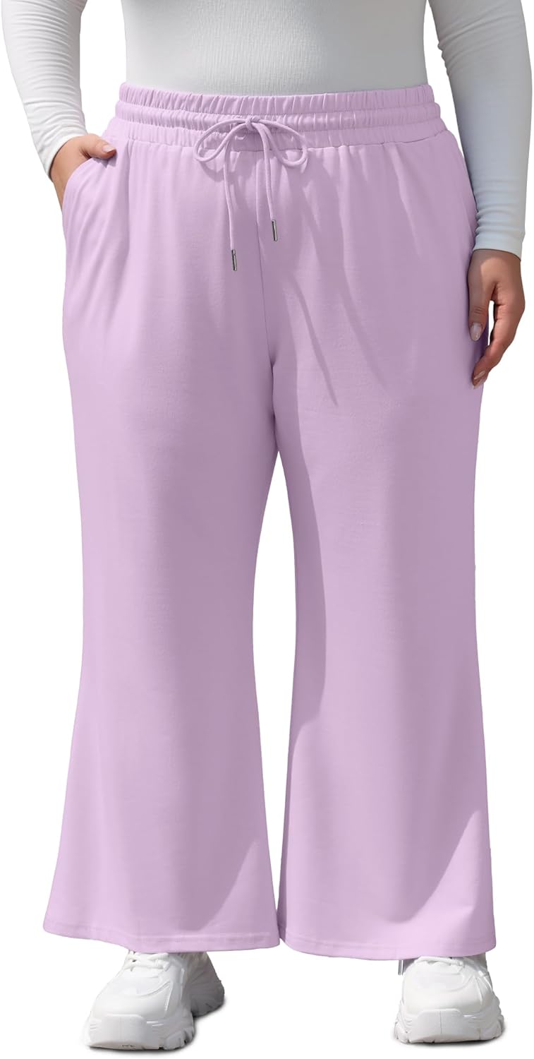 FOREYOND Plus Size Sweatpants for Women Wide Leg Yoga Pants Workout Pants 1XL-5XL