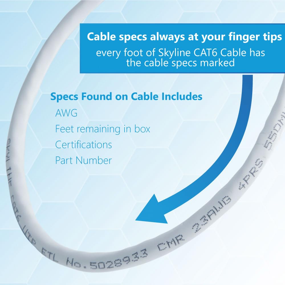 Skyline - Cavo di rete Ethernet Cat 6, CMR, 550 Mhz, 23 AWG, in rame nudo massiccio (scatola di imballaggio, 0,3 m, bianco)