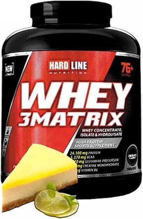 hard line nutrition Hardline 3Whey Matrix 2300 Lemon Cheesecake + Amino Full 300 Tablets + Keychain+Shaker Muscle Combination