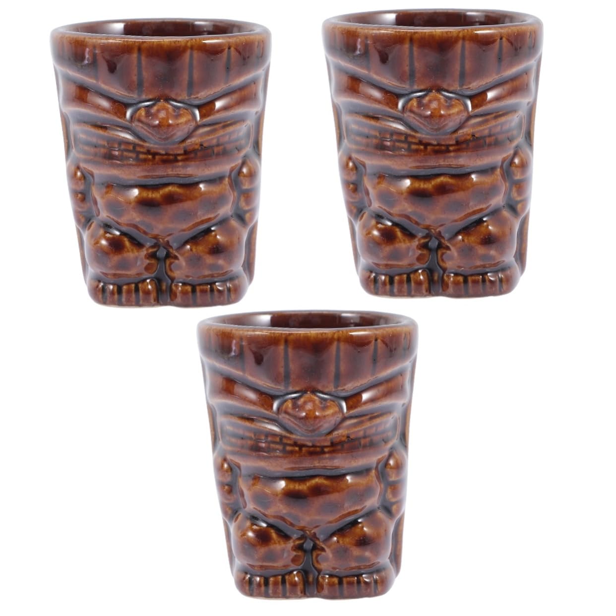 Tasse Tiki en céramique Cabilock | Lot de 3 gobelets tropicaux pour cocktail d'Hawaï
