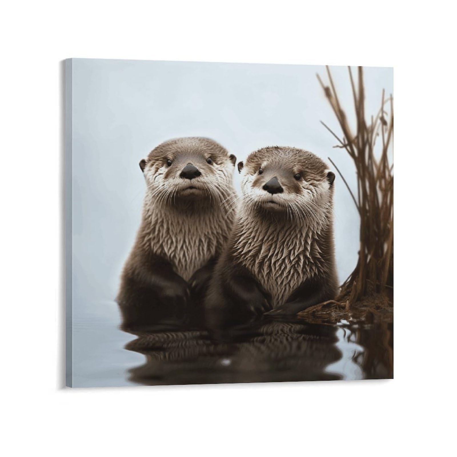 KLOPH Cute Otter Canvas Wall Art for Living Room 10x10inch Modern Artwork Painting for Bathroom Hanging Canvas Prints Aesthetic Wallart for Bedroom Kitchen Office Wall Decor