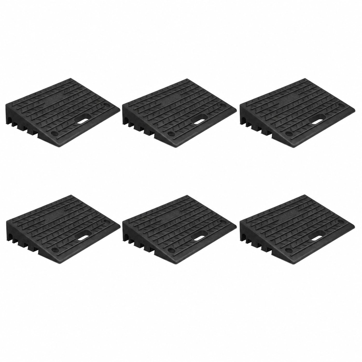 Gumowa rampa chodnikowa, 6 sztuk, 10 cm, przenośna, z uchwytem | 49 x 31 x 10 cm, przenośna, gumowa rampa z tworzywa sztucznego, do wózków inwalidzkich, garażu, podjazdu, progu drzwi
