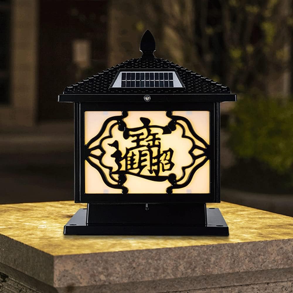 Oprawa świetlna Solar Pillar Wodoodporna lampa słupowa Krajobraz Willa Oświetlenie Ogrodowe Parkowe Do Ogrodzenia Bramy Przedniej(Nero,40cm)