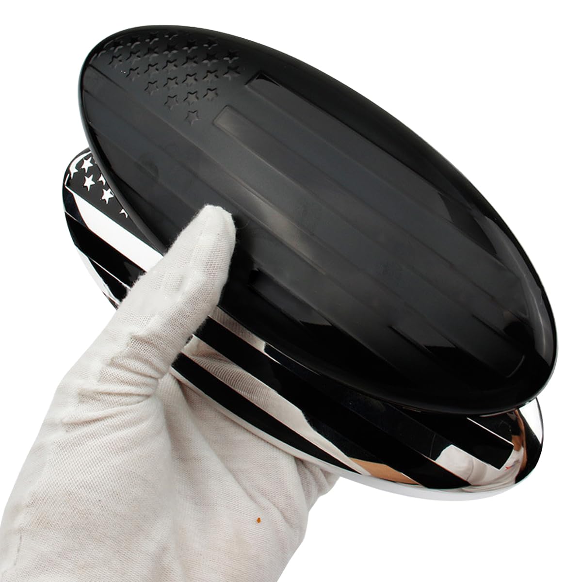 HZEL Stemma con bandiera americana per griglia anteriore, 22,9 cm, ovale, per portellone posteriore, decalcomania con nome, nastro adesivo compatibile con Ford 2004-2014 F-150, 2005-2007 F-250/F-350 e