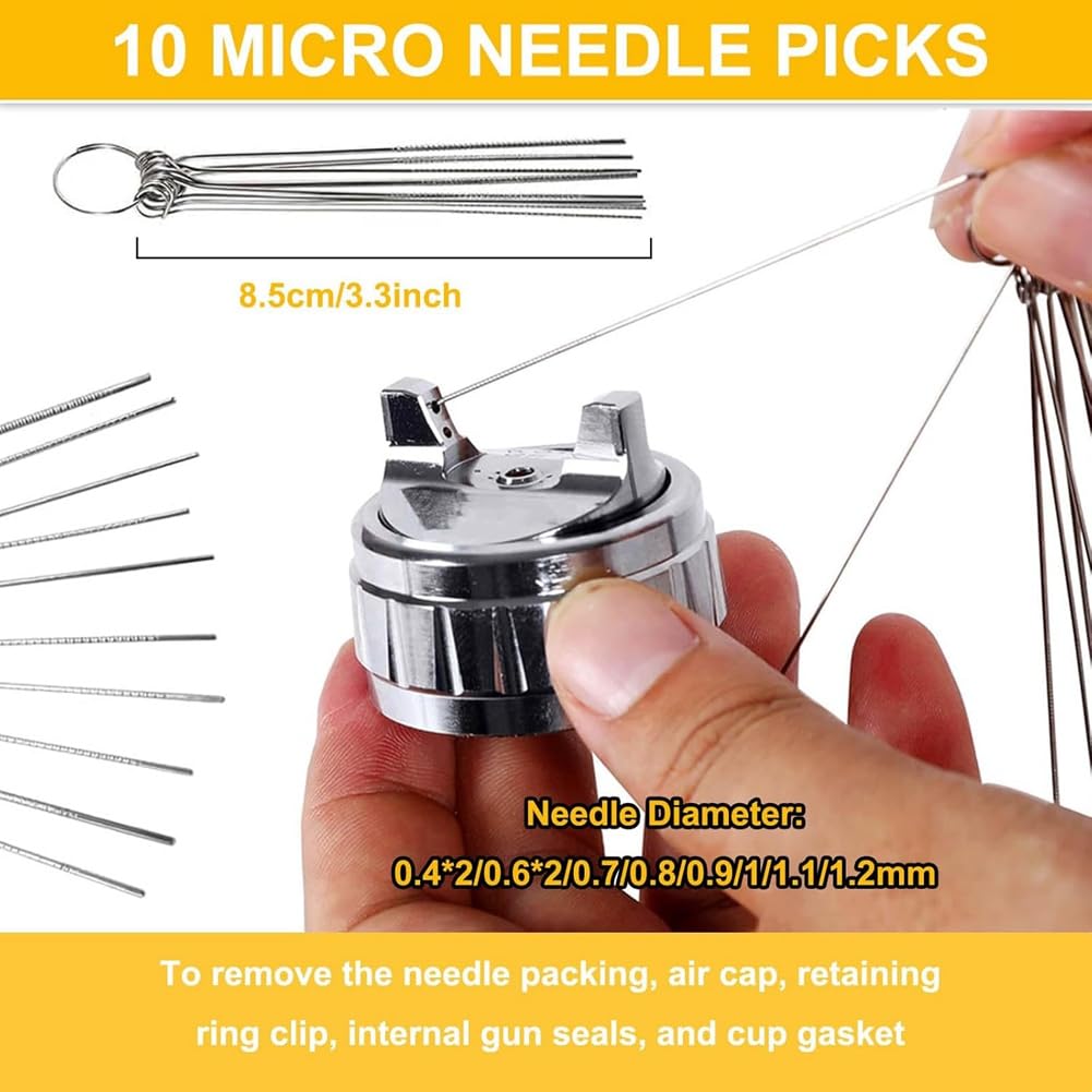 Kit de Nettoyage pour Pulvérisateur 17 Pièces Outil de Nettoyage de Pinceaux Multi-Usages pour à Peinture avec Mini-Tubes en Nylon et Aiguilles