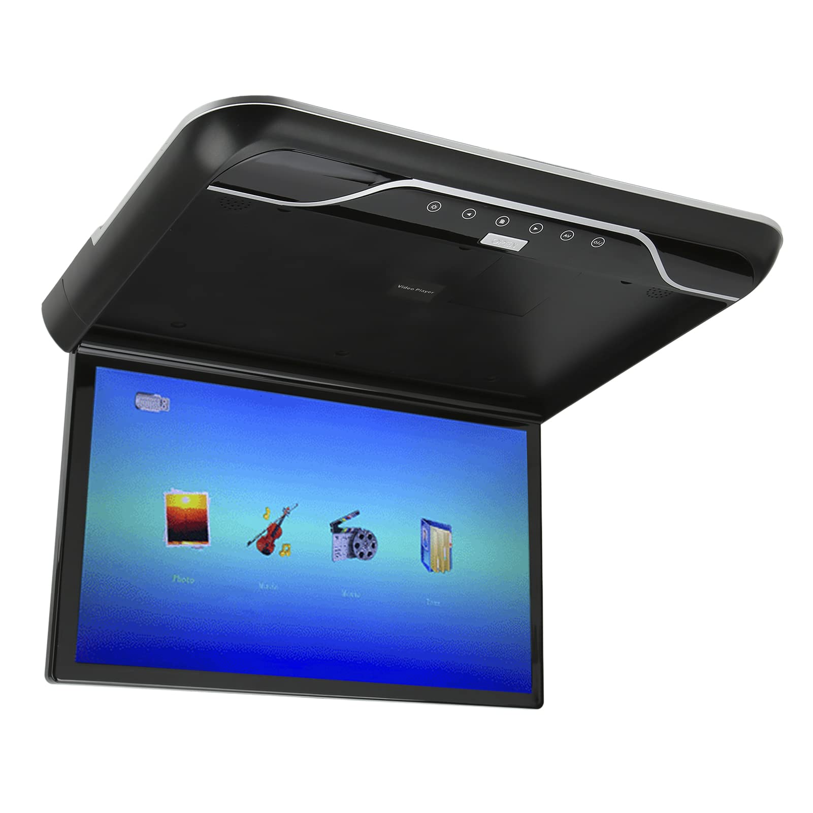 Convertisseur de Sortie Ligne Affichage de L'écran du Moniteur Aérien de Voiture 19 Pouces 丨 19 Pouces Moniteur LCD de Toit de Voiture Rabattable 1080P 16 Couleurs Contrôle Tactile(Le noir)