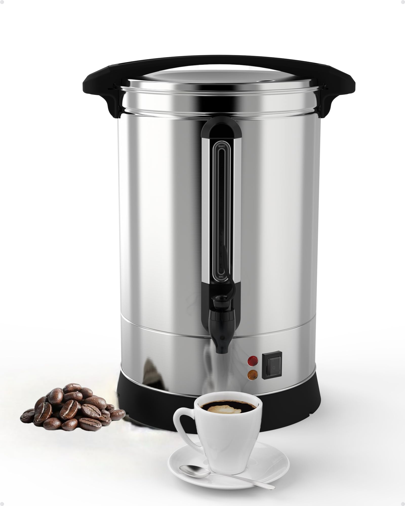 18L Commercial Coffee Urn | 304 Stainless Steel Single Wall Coffee Maker & Hot Water Dispenser | 1500w Fast Brewing, Keep Warm, Easy Clean | for Catering, Church, Office, Party Events