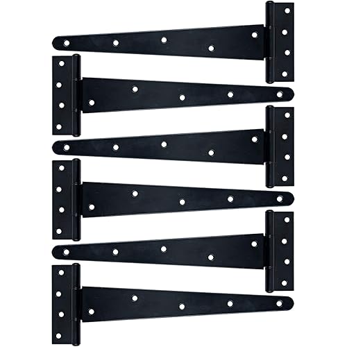 MLHpeak T-Strap Shed Hinge Gate Strap Heavy Duty Hinge Door Barn Gates Hinges (6, 12 inch)