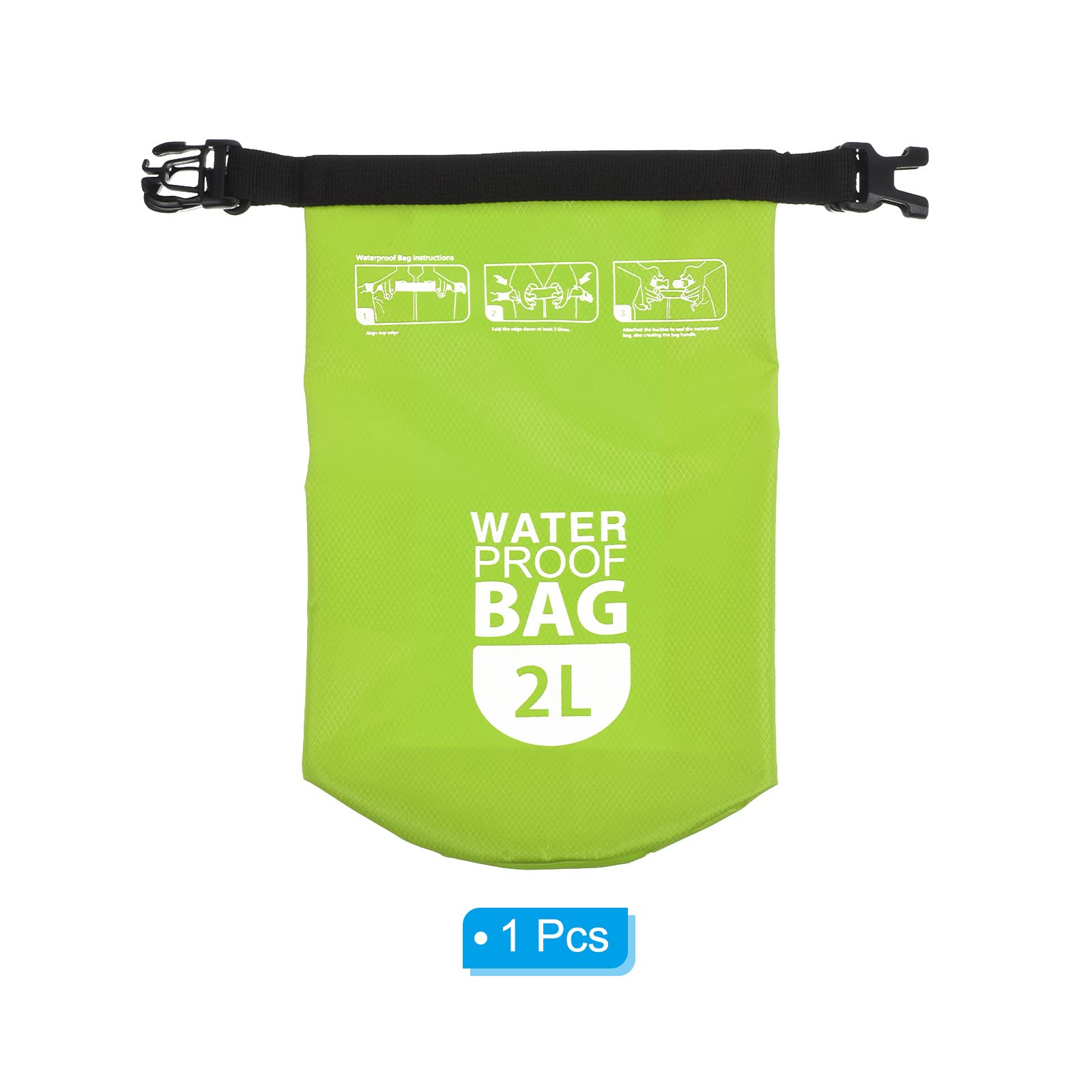 PATIKIL Floating Waterproof Dry Bag, 2L Outdoor Float Dry Bag Roll Backpack with Clear Window for Boating Rafting Kayaking Green - Image 3