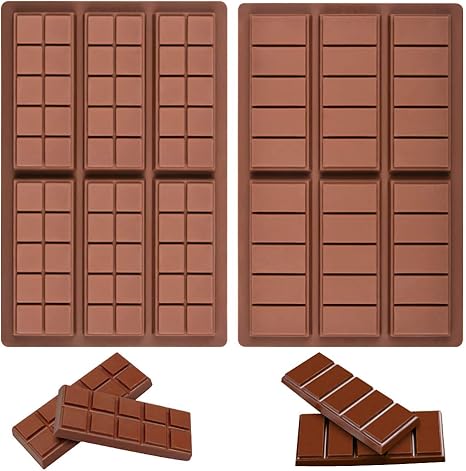 Amazon Com Pack Of 2 Chocolate Bar Molds Silicone Break Apart Protein And Engery Bar Candy Chocolate Molds Home Kitchen