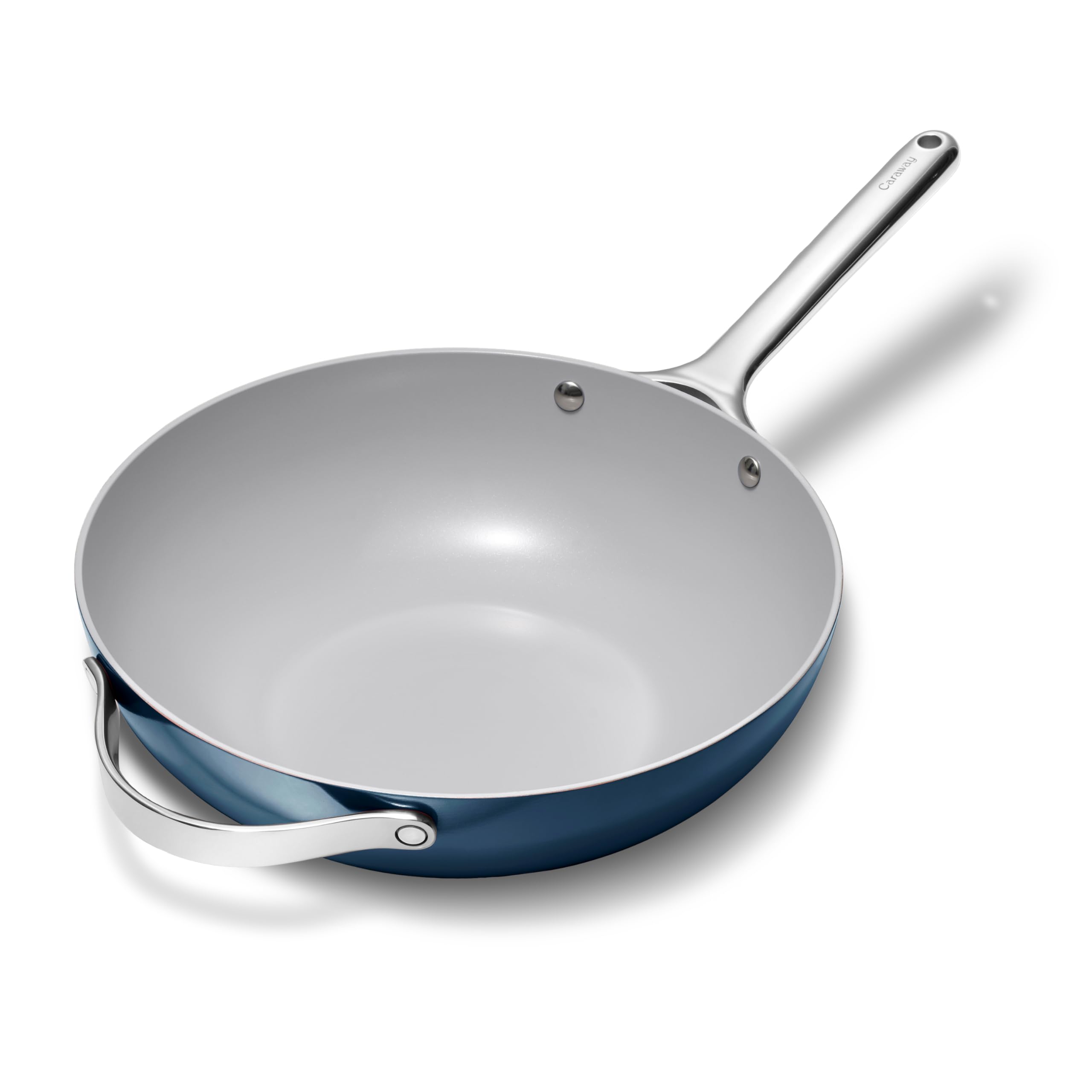 Caraway Non-Stick Stir Fry Pan - 12” Wok-Inspired Pan - Free From Forever Chemicals - High-Sloped Walls - Stainless Steel Handles - Navy