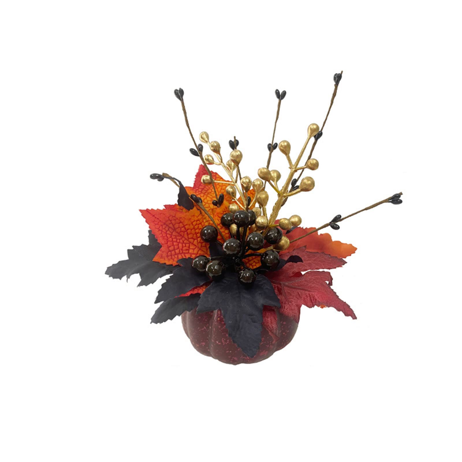 Elnwnnkc Pumpkin Sculpture for Vehicle Dashboard Table TV-Cabin Select Shop Display Cool Pumpkin with Leaves Figurines Leaves Party Supplies