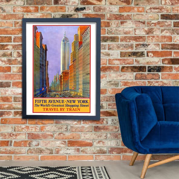 Affiche de voyage encadrée New York Fifth Avenue au rendu mat premium