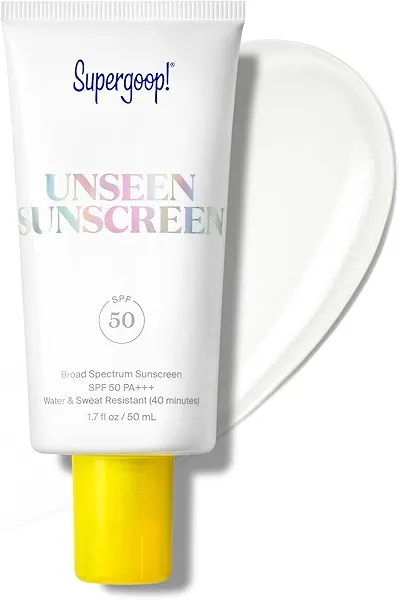Supergoop! Unseen Sunscreen SPF 50 Invisible Sun Protection for Face - Broad Spectrum Face Sunscreen + Makeup-Gripping Primer - Weightless, Scentless, Oil Free - For All Skin Types - 1.7 fl oz