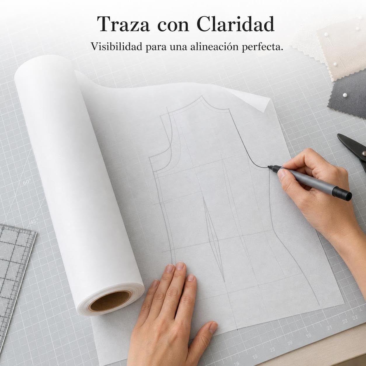 Papel Patronaje Semitransparente 45 g/m², 45g 1.2 * 10M | Papel 45 gramaje - diseños - confección prendas - semitransparente - ial para patrones costura - para atelier