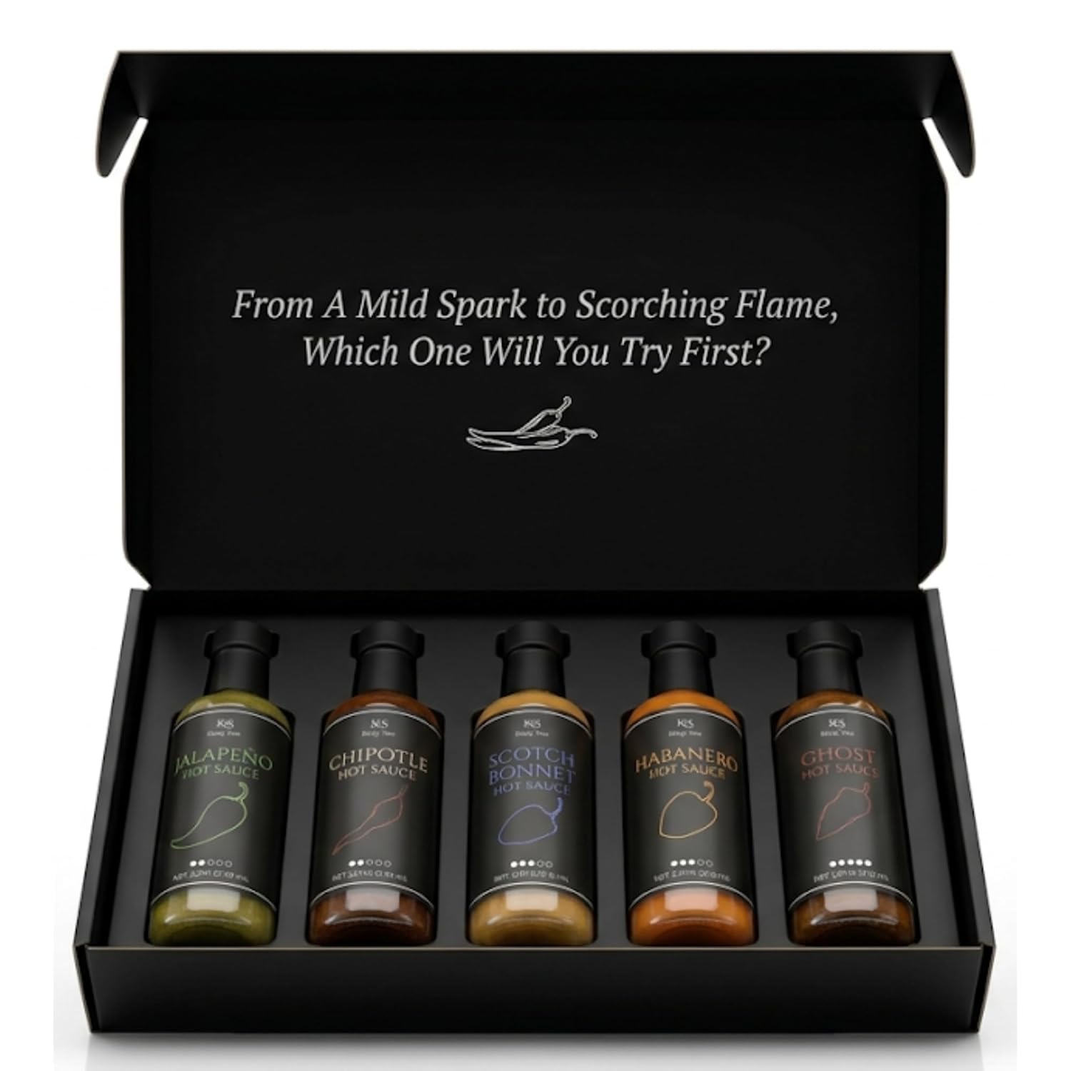 Kitsy Box Hot Sauce Challenge Game with 6 Different Games - Includes Hot Sauce Set, Cards, Dice, Tokens - Perfect Hot Sauce Gift, Game Night & Parties with Friends