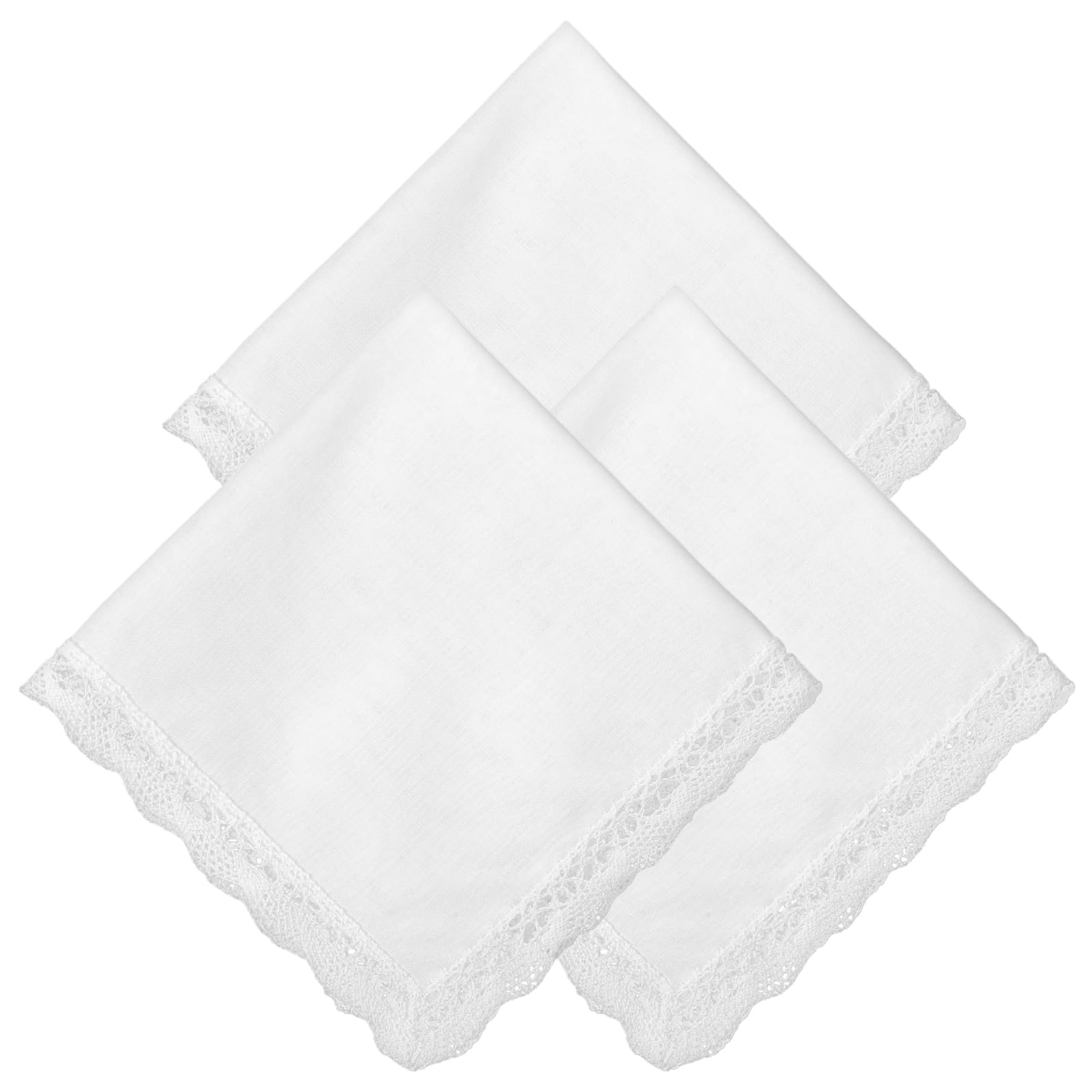 Mabor Białe chusteczki higieniczne damskie, eleganckie koronkowe chusteczki higieniczne do codziennej pielęgnacji dłoni, na formalne okazje, poszetki (31 x 31 cm)