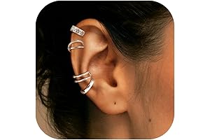 4 Pairs 925 Sterling Silver Ear Cuff Earrings, Adjustable Non Pierced Fake...