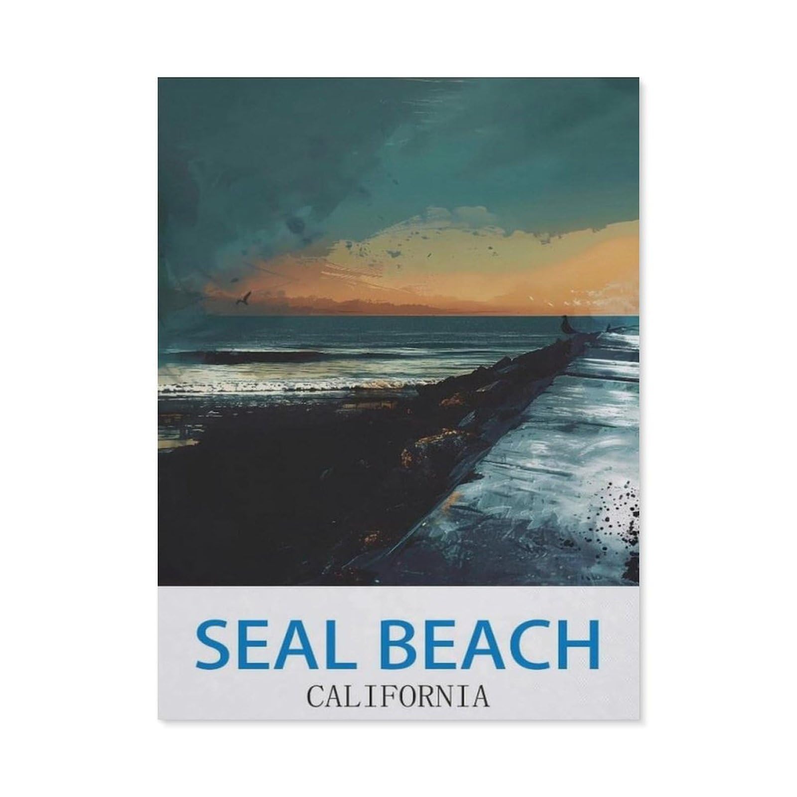 BEAYODKP DIY Diamond Painting，Seal Beach California，Cross Stitch Full Drill 5D Embroidery Mosaic Wall Decor Art（50 x 60 cm/19.68 x 23.62 inches）-CJ29