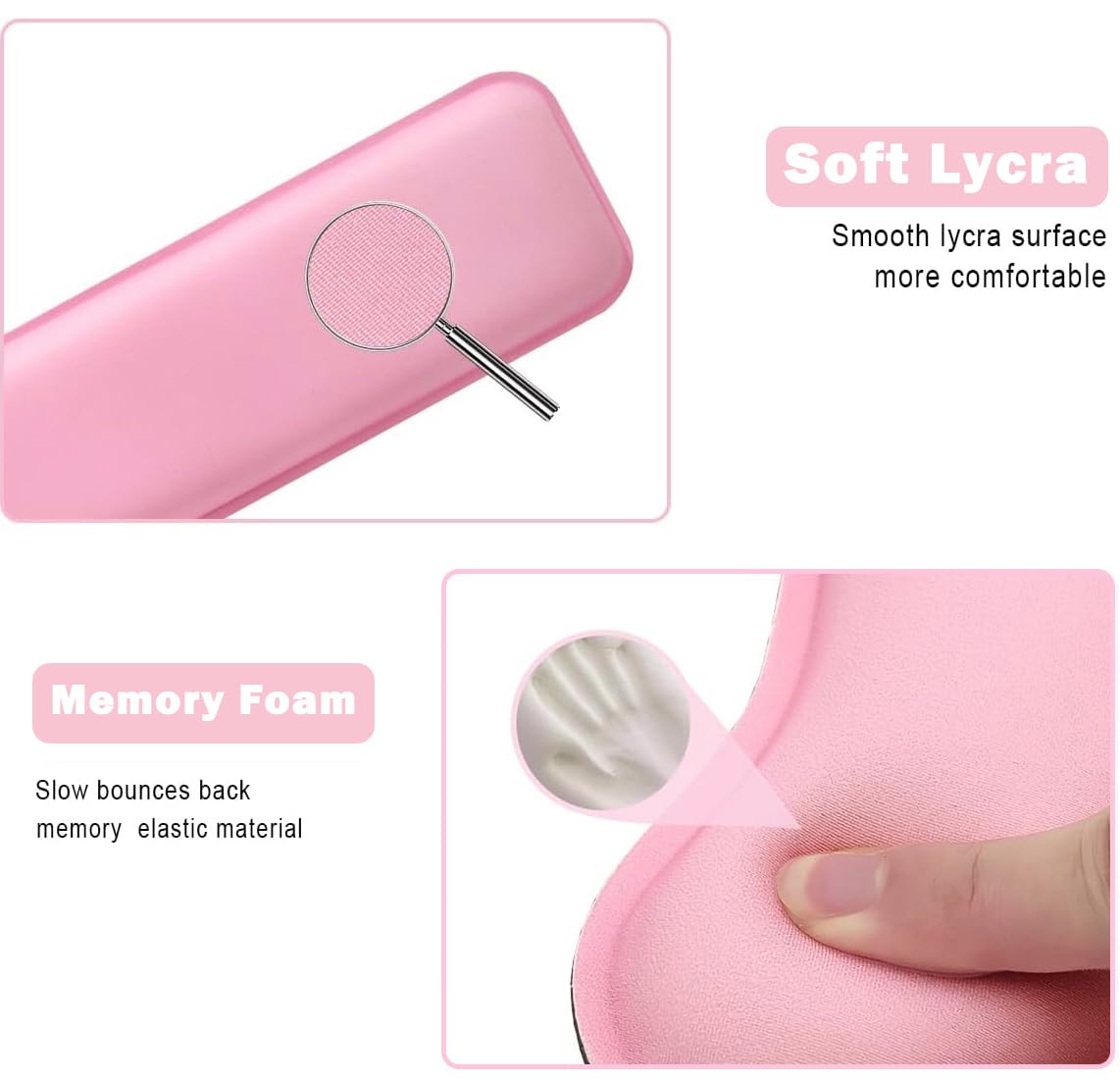 Ensemble de repose-poignet pour clavier d'ordinateur de bureau, support de clavier facile à taper avec repose-poignet pour bureau, maison, école – Rose