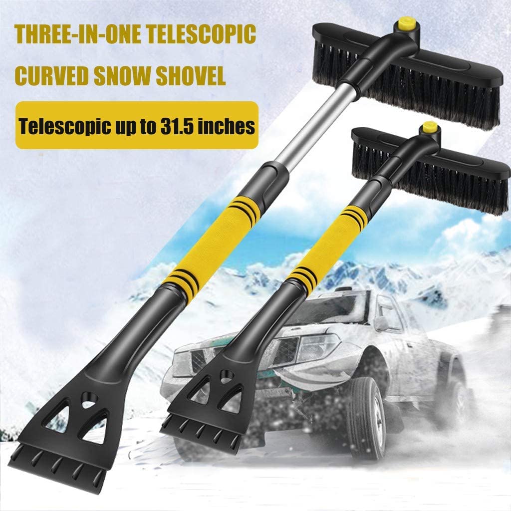 Spazzola da Neve e Raschietto per Ghiaccio per Parabrezza dell'auto, Dispositivo di rimozione della Spazzola da Neve con Impugnatura in Schiuma per finestrini di Camion SUV per Auto (Giallo) (Colore