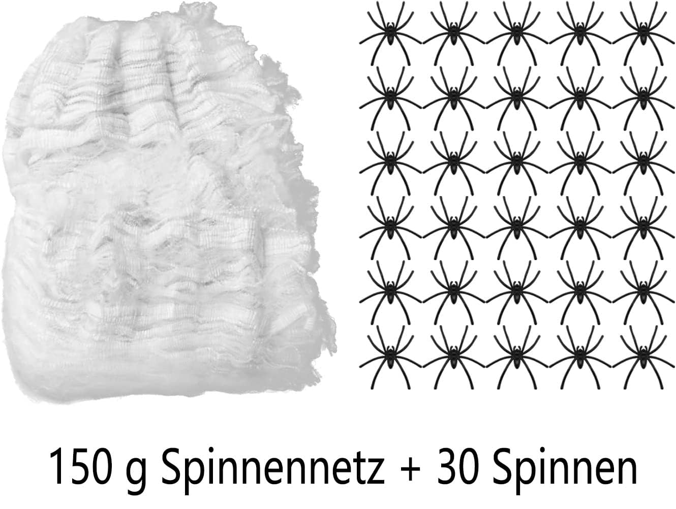 Halloween Deko, 150g Halloween Spinnennetz Und 30 Stück Halloween Spinnen