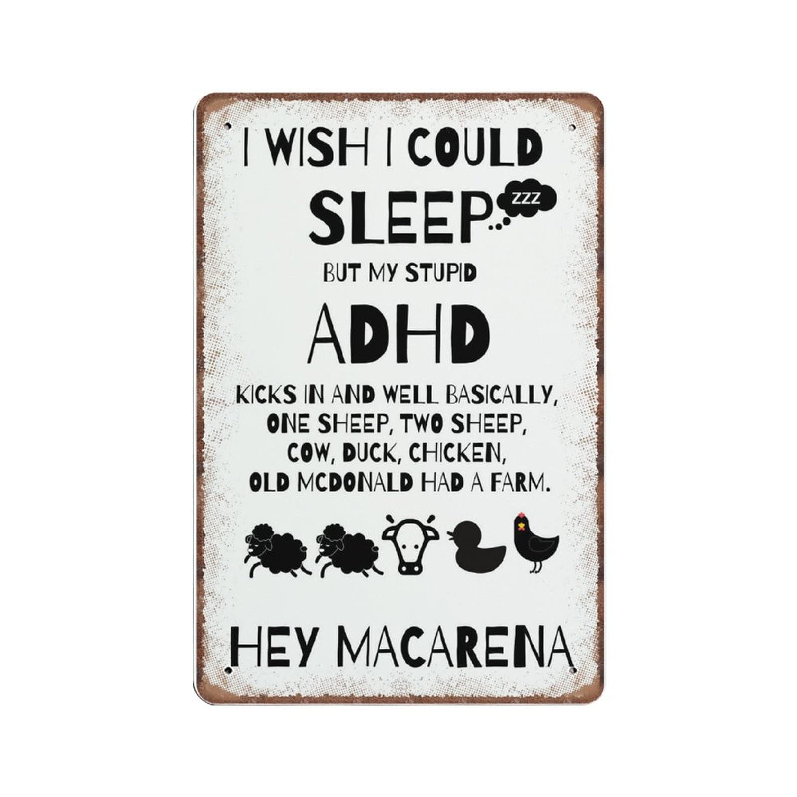 Daiercy Material_tin 10 Adhd Awareness, Autism Tin Signs, Adhd Poster, Adhd Kids Wall Art, Autism Vintage Metal Sign Plaqu Poster Wall Art Pub Bar Kitchen Garden Bathroom Home Decor, 20X30 Cm