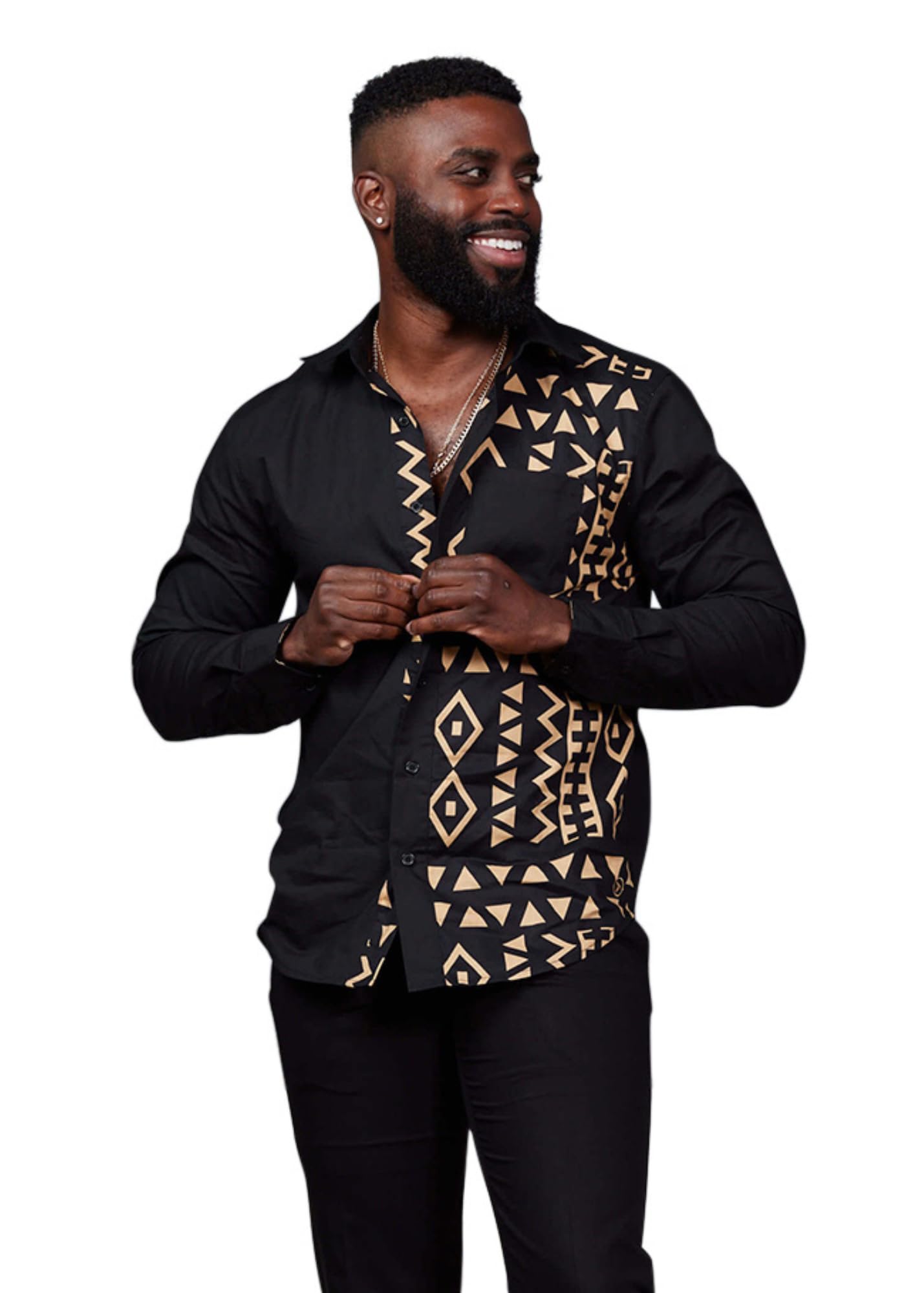 D'IYANUAbiade Men's African Shirt – Premium African Attire – Button-Up Dashiki Shirt in Regular & Plus Sizes