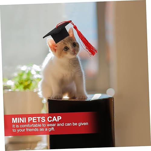 Vista 3 de POPETPOP 4 piezas de sombrero de médico para mascotas, gorra de graduación para perros, gorra de graduación en miniatura, accesorios de gorra