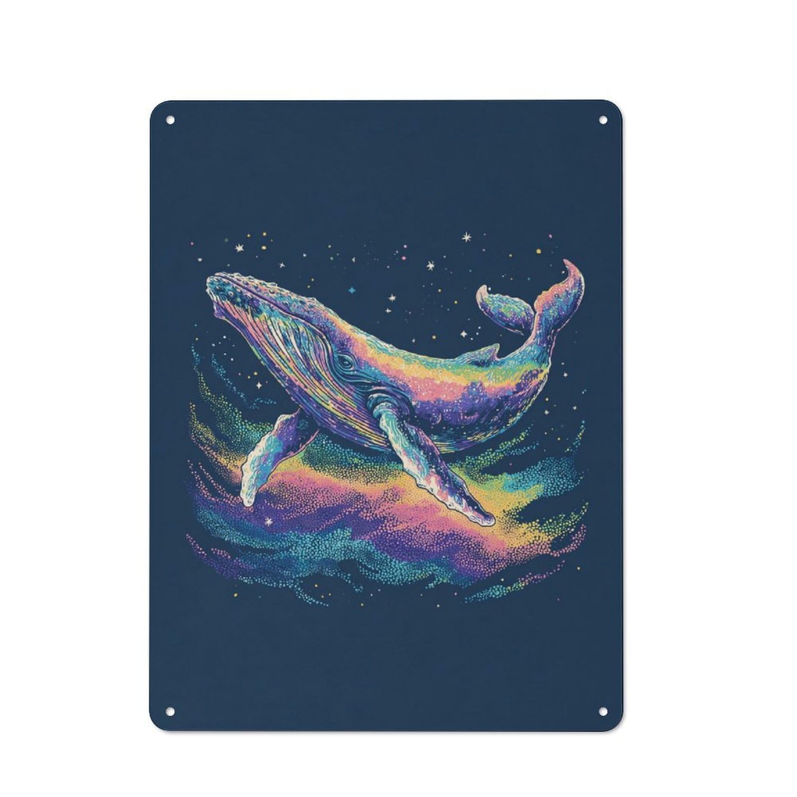 Junmoney Whale Of A Rainbow Night Vintage Bistro Metal Sign 40X30cm, Bistro Wall Plaque For Takeaway, Bar, Kitchen Or Counter Area