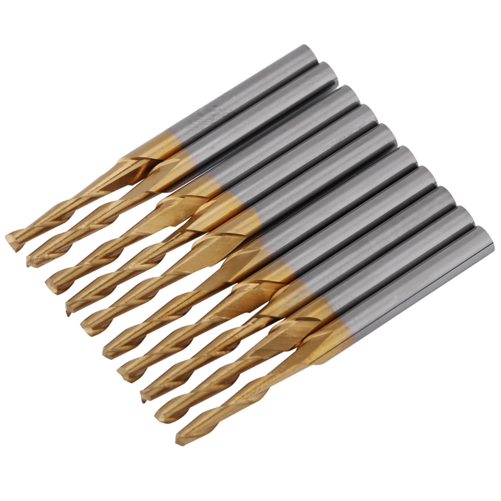 Lot de 10 fraises à queue à 2 tranchants avec bord de coupe de 2 mm de diamètre - Fraises à graver en acier au carbure de tungstène avec revêtement en titane pour circuits imprimés, pièces de matériel