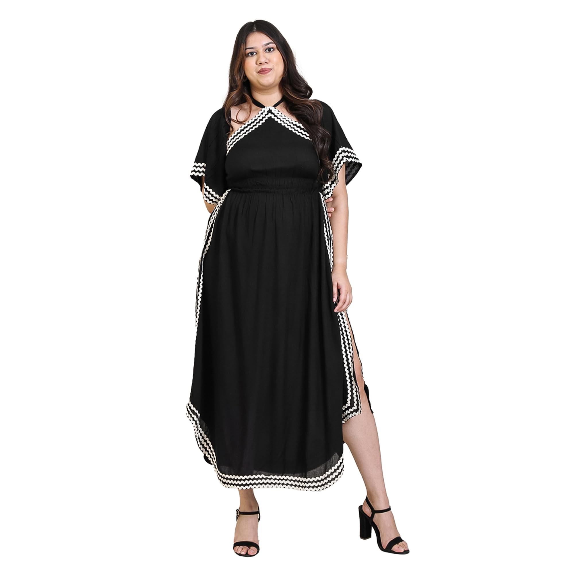 Deebacowomens Plus Size Solid Rayon A Line Slit Dress Off