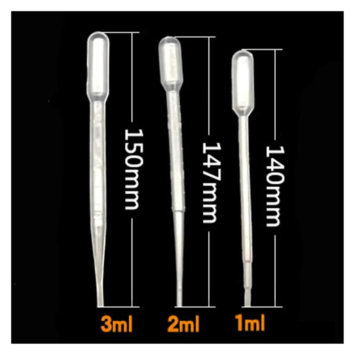 Pipette, 100pcs Sterile Transfer Pipettes Plastic Disposable Dropper Experiment Supplies(1ml)