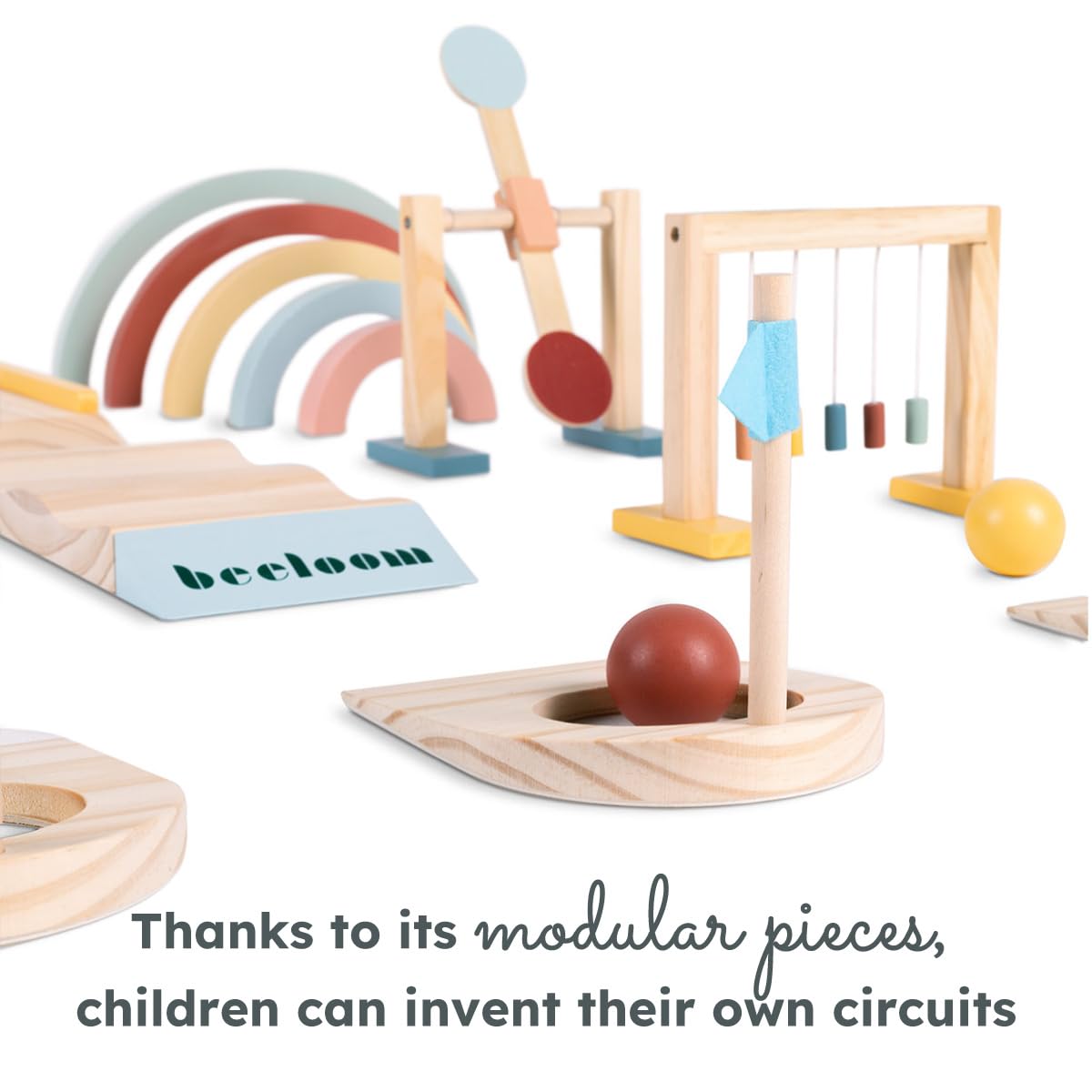 Beeloom – Mini Golf de Madera para Niños, Juego Educativo con Palos, Bolas y Obstáculos, Portátil para Interior y Exterior, Juguete Simbólico Multicolor, +3 Años