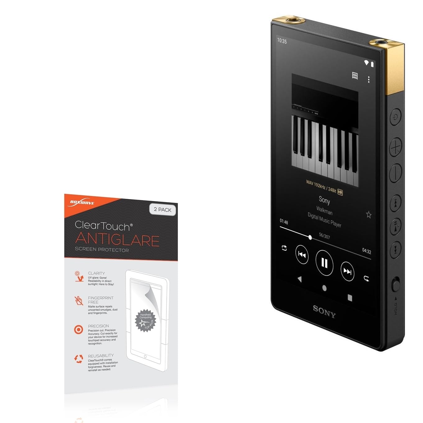 BoxWave Screen Protector Compatible with Sony Walkman NW-ZX707 - ClearTouch Anti-Glare (2-Pack), Anti-Fingerprint Matte Film Skin