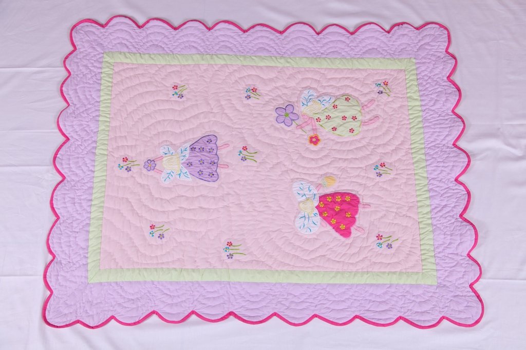 Bacati - Fairy Land Crib Quilt Hand Quilted 100 Percent Cotton Including Filling