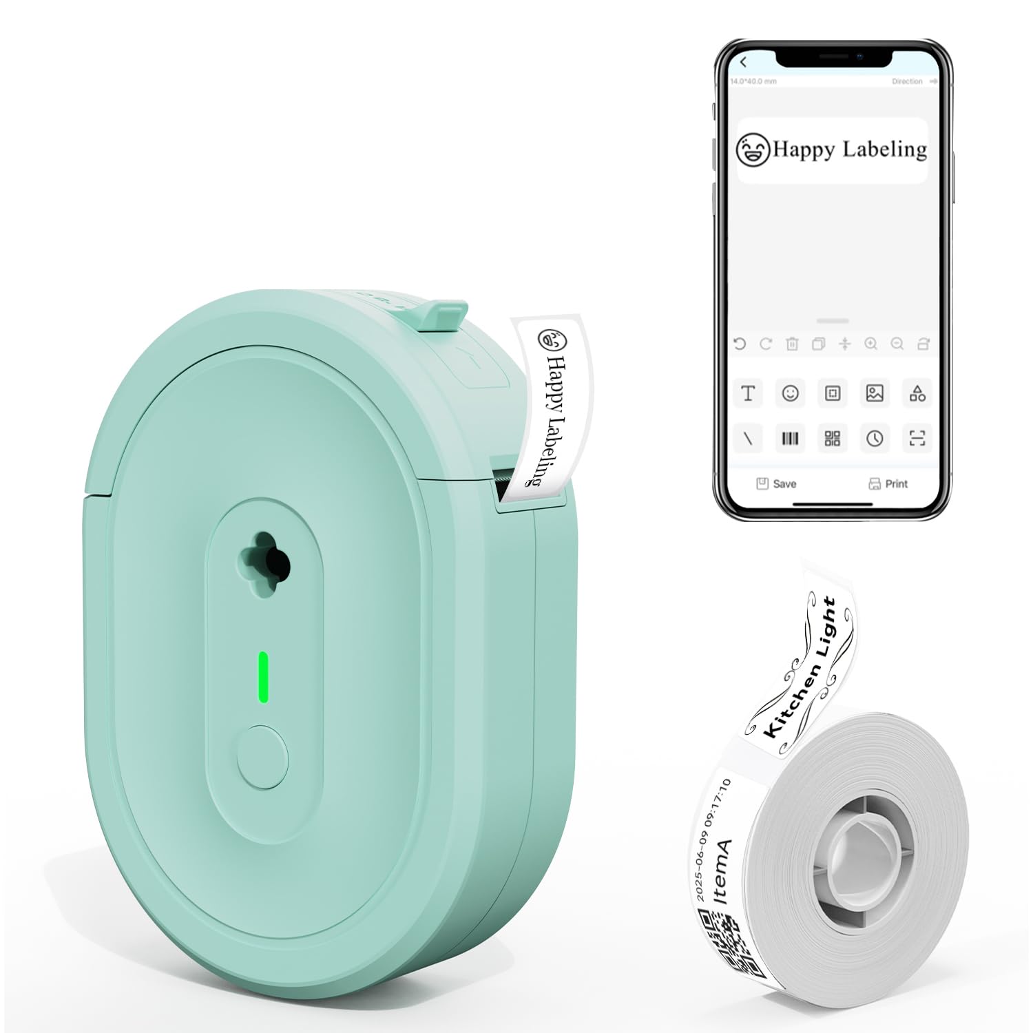 NADAIIN N12 Label Maker Machine with Tape, Portable Thermal Label Printer, Mini Labeler Wireless Bluetooth Label Makers for Home Office Kids Items