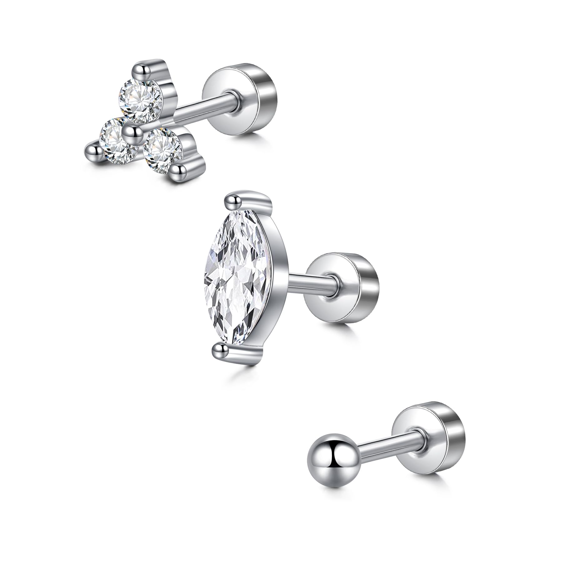 Briana Williams 3pcs Helix Piercings Edelstahl CZ Tragus Pie