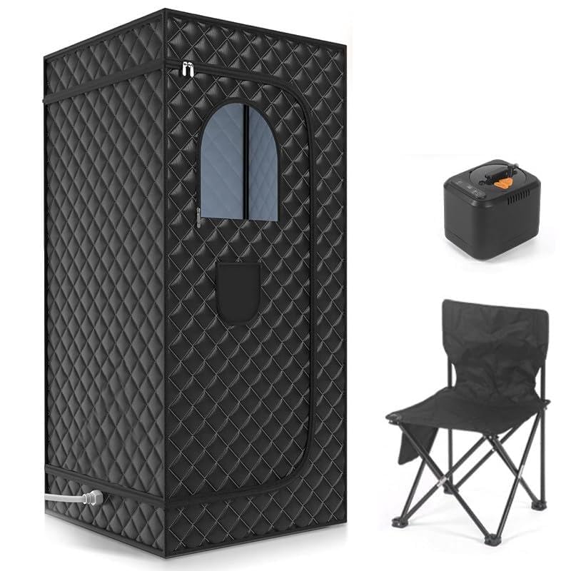 Tragbares Saunazelt für Zuhause, 3L Dampfgenerator, Fernbedienung, Faltbarer Stuhl für Therapie, Detox, Abnehmen - Ideale Wellness-Lösung