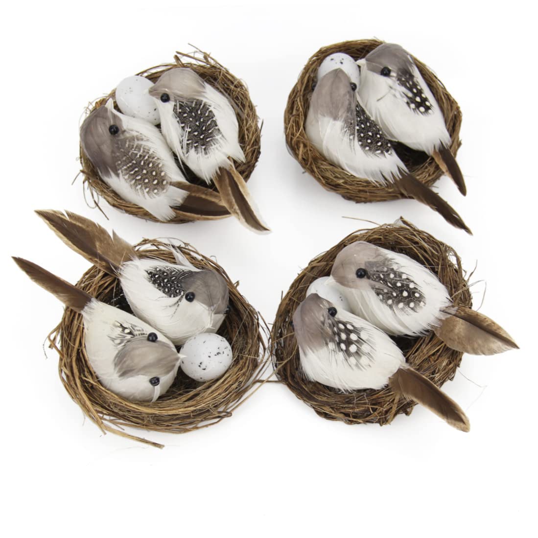 Pájaros realistas con plumas artificiales con huevo de nido para el hogar, jardín, ornamento de jardín, manualidades al aire libre, pájaro realista para ventana, jardín, balcón, patio, césped, patio