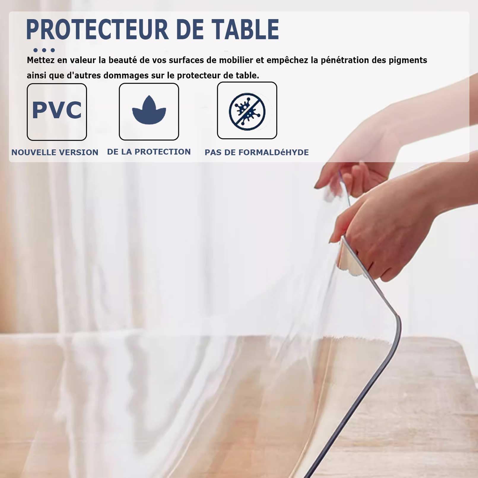 Przezroczysty obrus 110 x 325 cm – 1,5 mm PCW odporny na plamy ochraniacz na stoły z drewna i tworzywa sztucznego, idealny na imprezy, imprezy i do codziennego użytku