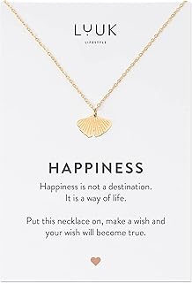 Collares de acero inoxidable con diferentes colgantes y tarjeta HAPPINESS, amuletos de la suerte, amistad, regalos, joyas de mujer, oro, plata, oro rosa